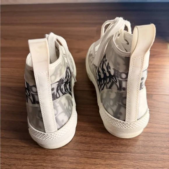 Dior High-Top Sneakers - White and Gray Monogram - Picture 4 of 7